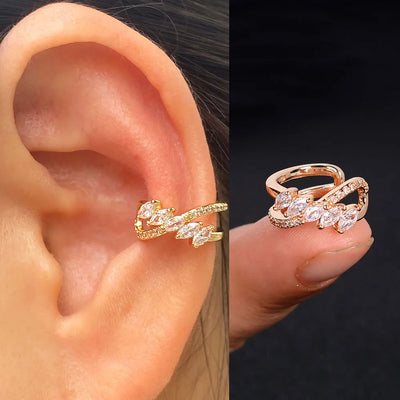 1Piece Zircon Charming Clip On Earrings Ear Cuff Without Piercing Women Geometric C Shape Earscreen Earcuffs Wrap Climb Earring