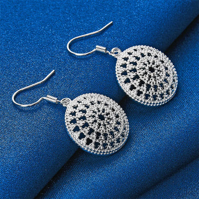 1 pair of 925 sterling silver exquisite round earrings, ladies' fashionable wedding accessories, jewelry