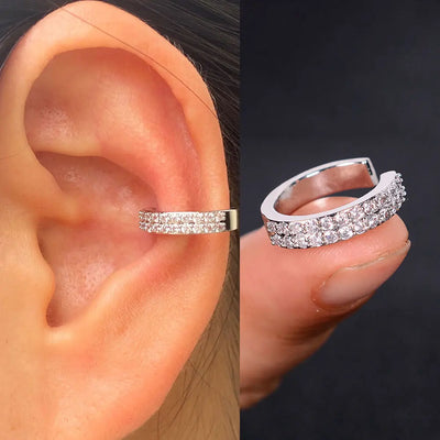 1Piece Zircon Charming Clip On Earrings Ear Cuff Without Piercing Women Geometric C Shape Earscreen Earcuffs Wrap Climb Earring